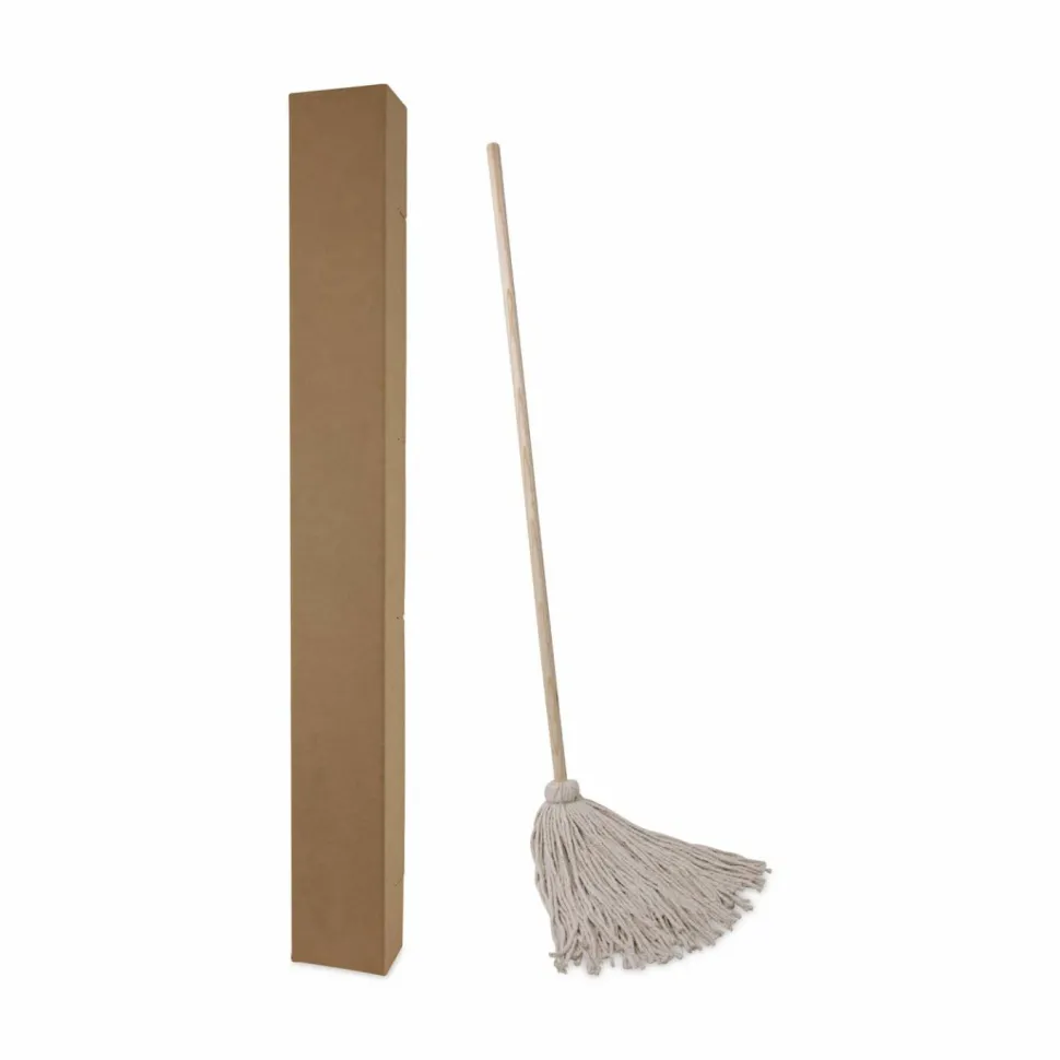 Boardwalk Handle/Deck Mops, #24 White Cotton Head, 54" Natural Wood Handle, 6/Pack