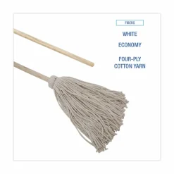 Boardwalk Handle/Deck Mops, #24 White Cotton Head, 54
