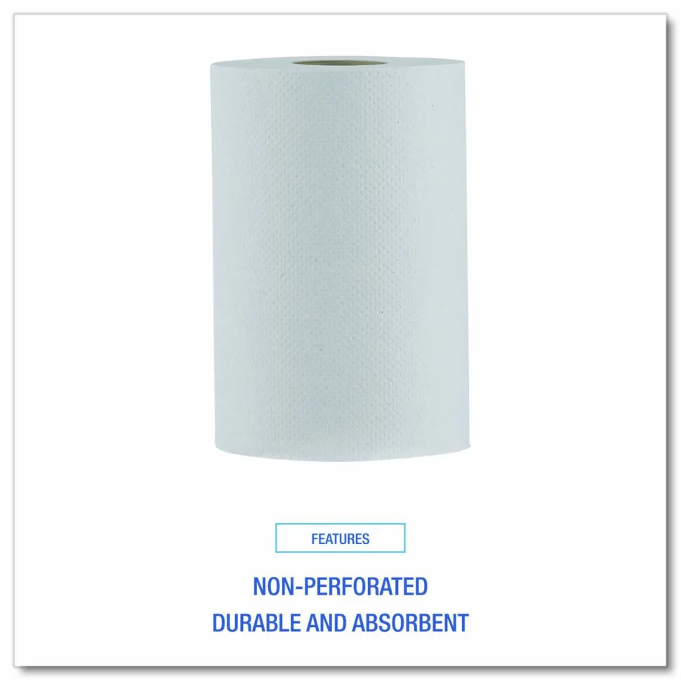 Boardwalk Hardwound Paper Towels, Nonperforated, 1-Ply, 8" x 350 ft, White, 12 Rolls/Carton