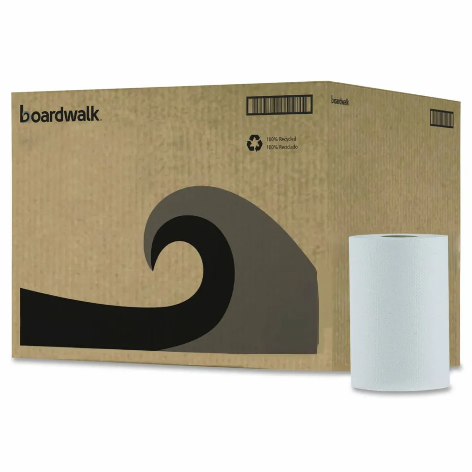 Boardwalk Hardwound Paper Towels, Nonperforated, 1-Ply, 8" x 350 ft, White, 12 Rolls/Carton