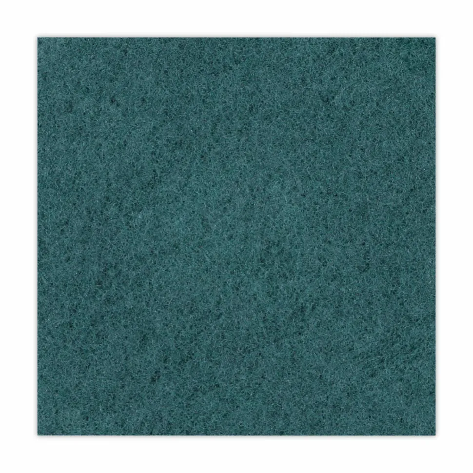 Boardwalk Heavy-Duty Scrubbing Floor Pads, 17" Diameter, Green, 5/Carton