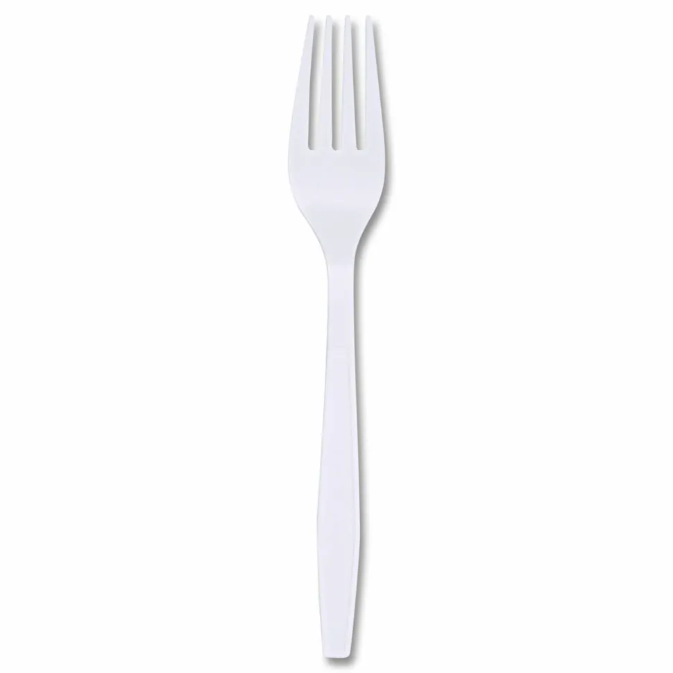 Boardwalk Heavyweight Polypropylene Cutlery, Fork, Plastic, White, 1,000/Carton