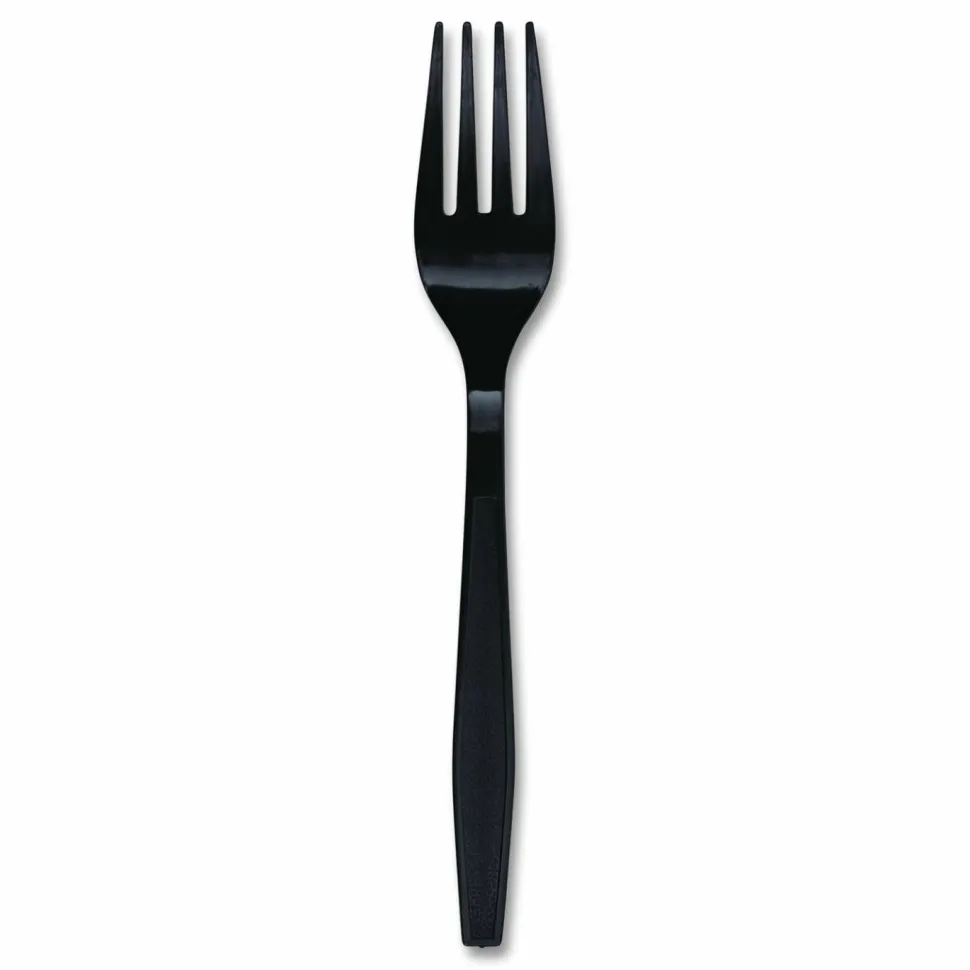 Boardwalk Heavyweight Polypropylene Cutlery, Fork, Plastic, Black, 1,000/Carton