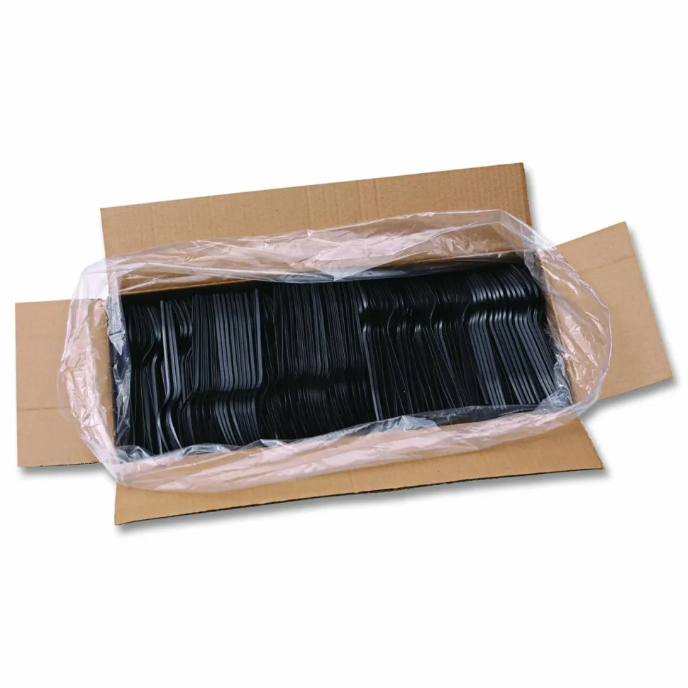 Boardwalk Heavyweight Polypropylene Cutlery, Fork, Plastic, Black, 1,000/Carton