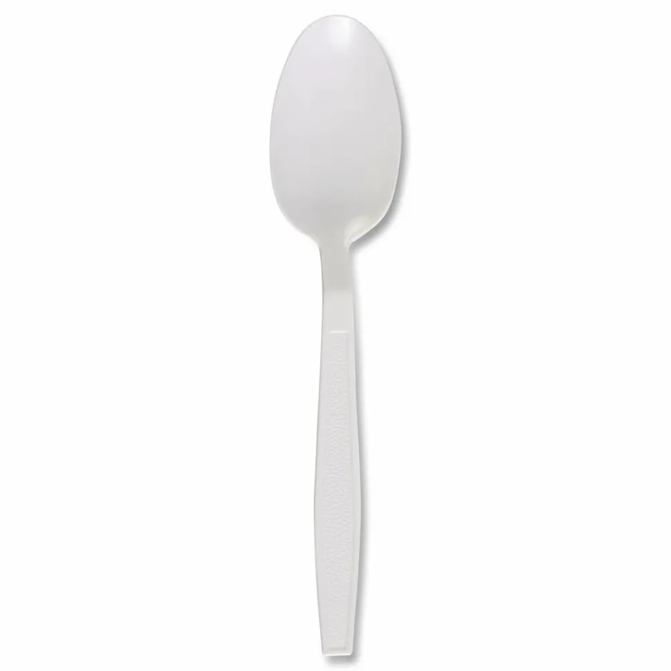 Boardwalk Heavyweight Polypropylene Cutlery, Spoon, Plastic, White, 1,000/Carton