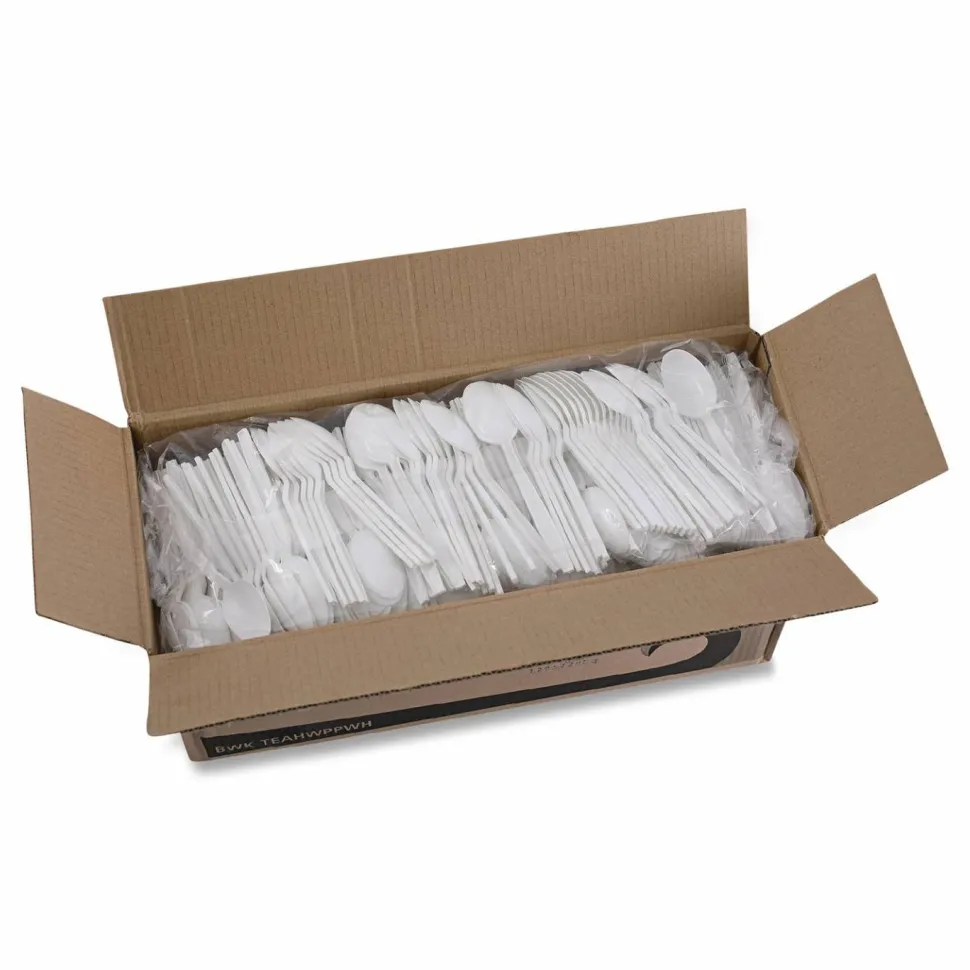 Boardwalk Heavyweight Polypropylene Cutlery, Spoon, Plastic, White, 1,000/Carton