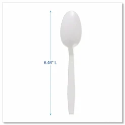 Boardwalk Heavyweight Polypropylene Cutlery, Spoon, Plastic, White, 1,000/Carton