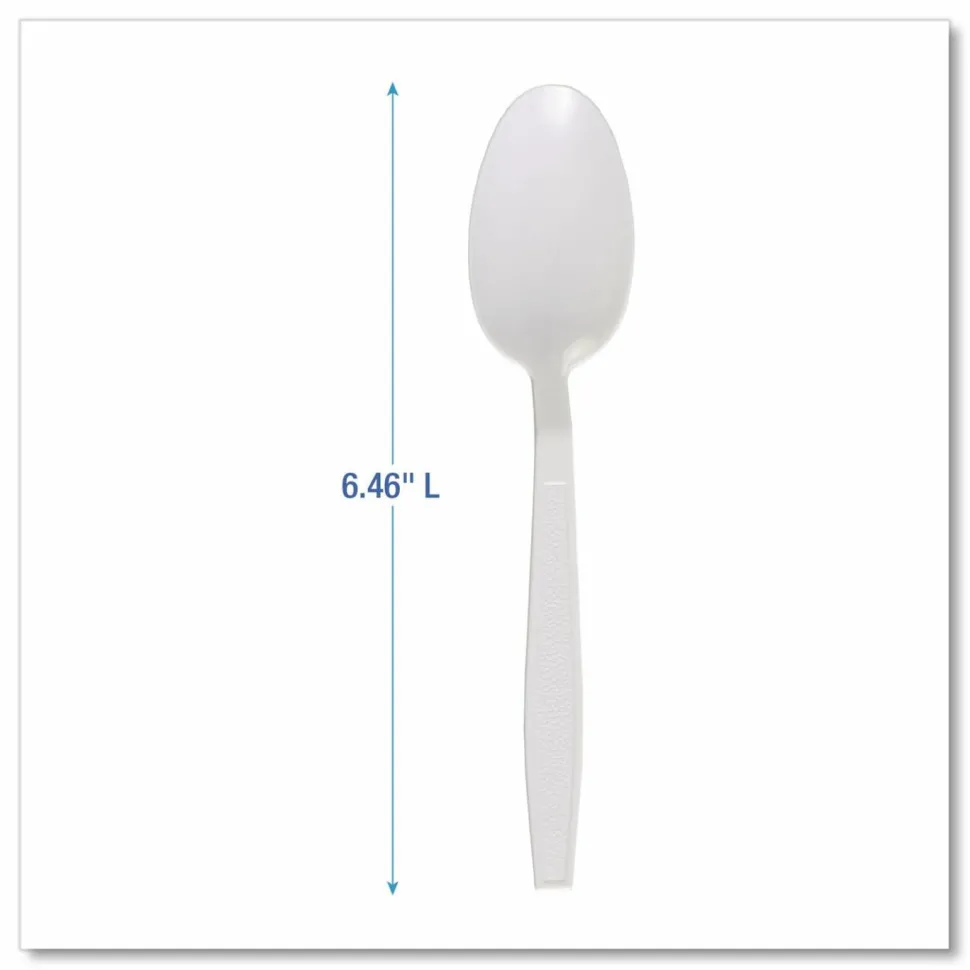 Boardwalk Heavyweight Polypropylene Cutlery, Spoon, Plastic, White, 1,000/Carton