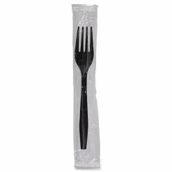 Boardwalk Heavyweight Wrapped Polypropylene Cutlery, Fork, Plastic, Black, 1,000/Carton