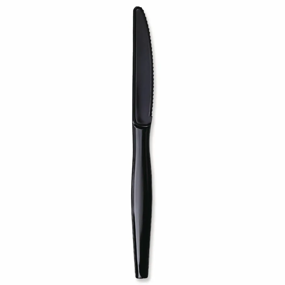 Boardwalk Heavyweight Wrapped Polypropylene Cutlery, Knife, Plastic, Black, 1,000/Carton