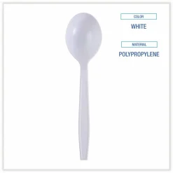 Boardwalk Heavyweight Wrapped Polypropylene Cutlery, Soup Spoon, Plastic, White, 1,000/Carton