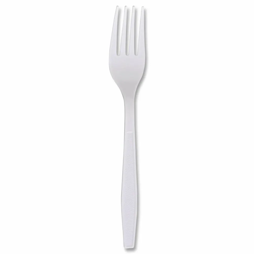 Boardwalk Heavyweight Wrapped Polypropylene Cutlery, Fork, Plastic, White, 1,000/Carton