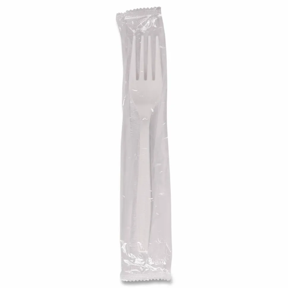 Boardwalk Heavyweight Wrapped Polypropylene Cutlery, Fork, Plastic, White, 1,000/Carton