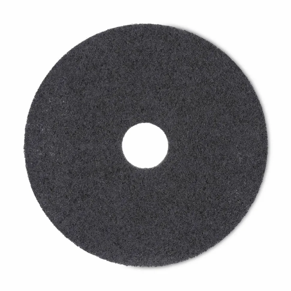 Boardwalk High Performance Stripping Floor Pads, 17" Diameter, Black, 5/Carton