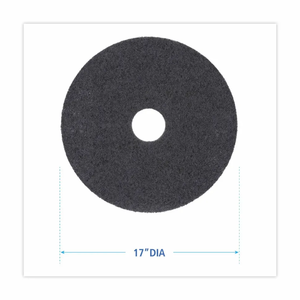 Boardwalk High Performance Stripping Floor Pads, 17" Diameter, Black, 5/Carton