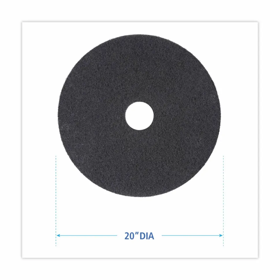 Boardwalk High Performance Stripping Floor Pads, 20" Diameter, Black, 5/Carton