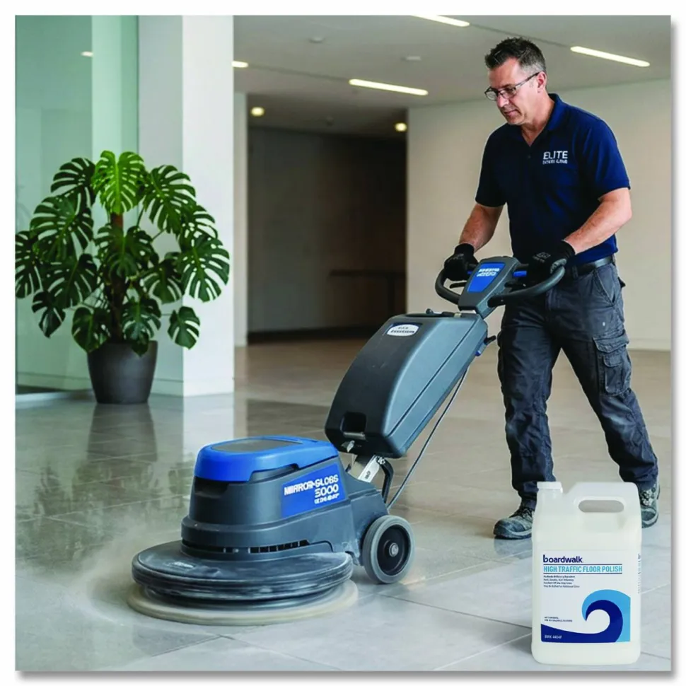 Boardwalk High Traffic Floor Polish, Apply 3 to 5 Coats per Application, 1 gal Bottle, 4/Carton