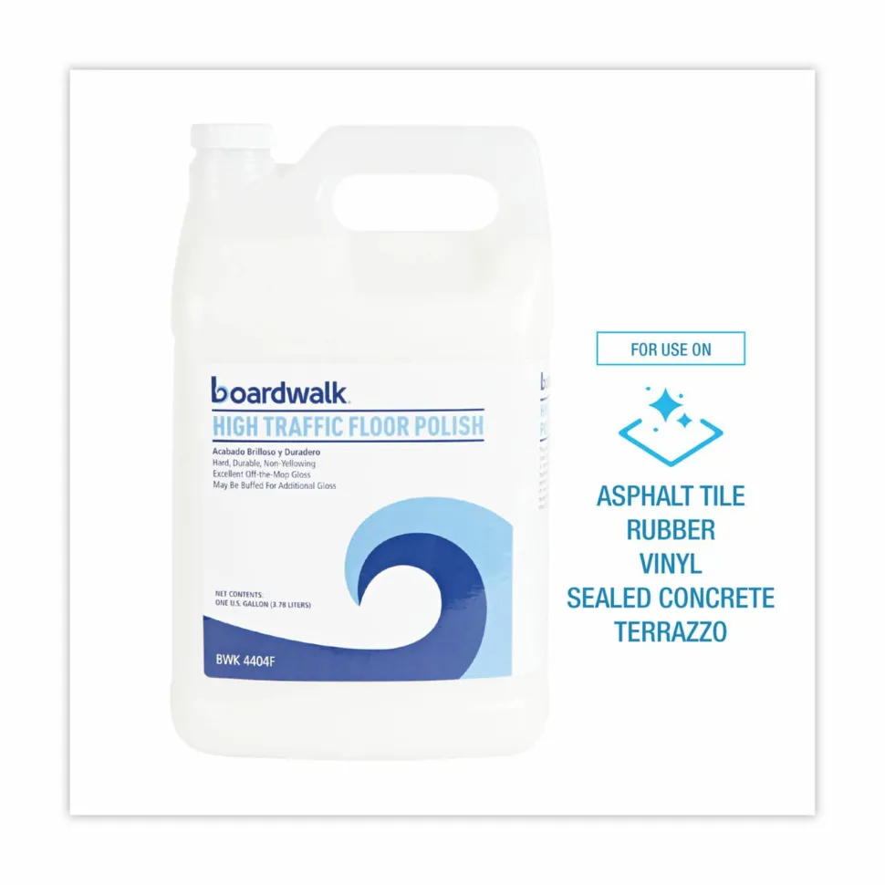 Boardwalk High Traffic Floor Polish, Apply 3 to 5 Coats per Application, 1 gal Bottle, 4/Carton
