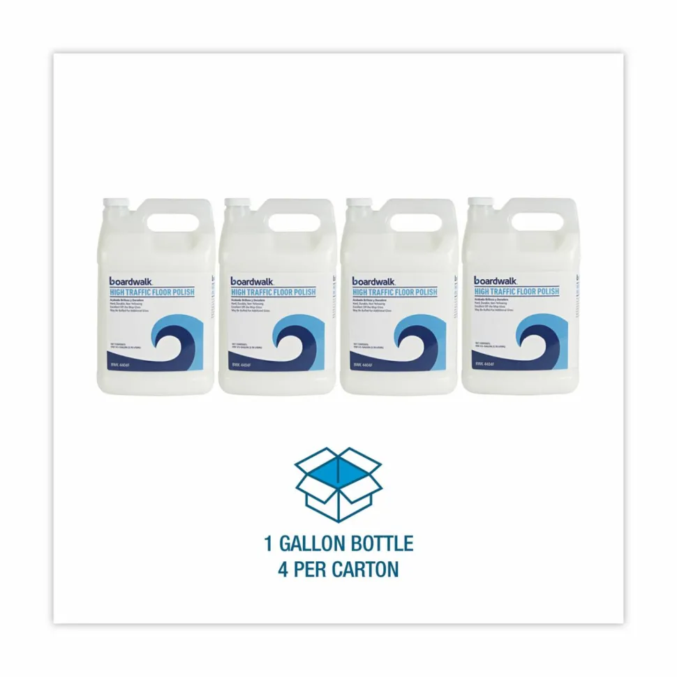 Boardwalk High Traffic Floor Polish, Apply 3 to 5 Coats per Application, 1 gal Bottle, 4/Carton