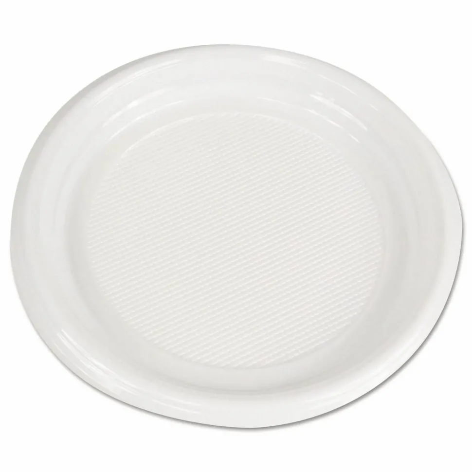 Boardwalk Hi-Impact Plastic Dinnerware, Plate, 9" dia, White, 500/Carton