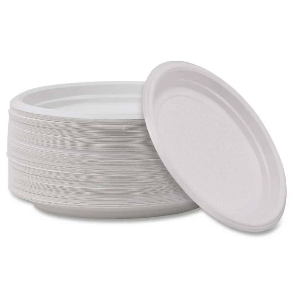 Boardwalk Hi-Impact Plastic Dinnerware, Plate, 9" dia, White, 500/Carton