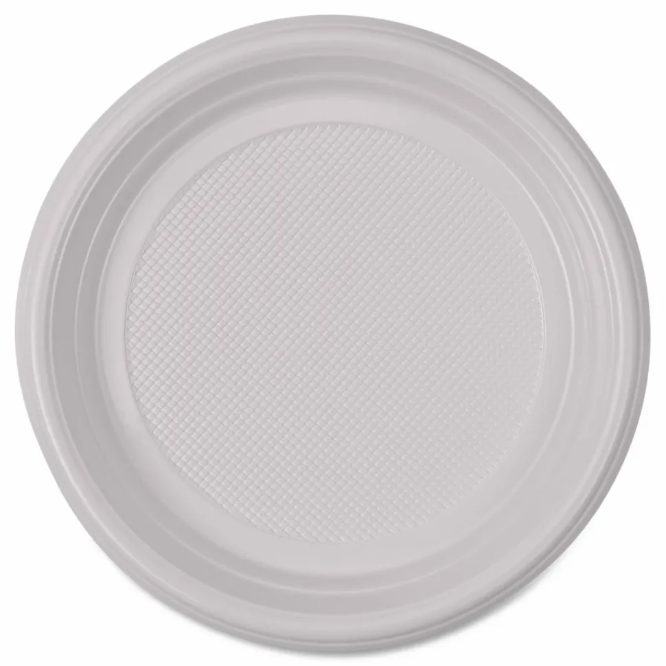 Boardwalk Hi-Impact Plastic Dinnerware, Plate, 9" dia, White, 500/Carton