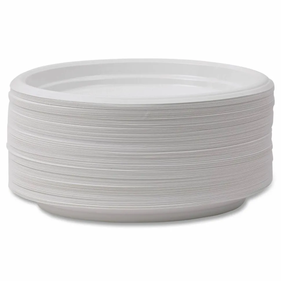 Boardwalk Hi-Impact Plastic Dinnerware, Plate, 9" dia, White, 500/Carton