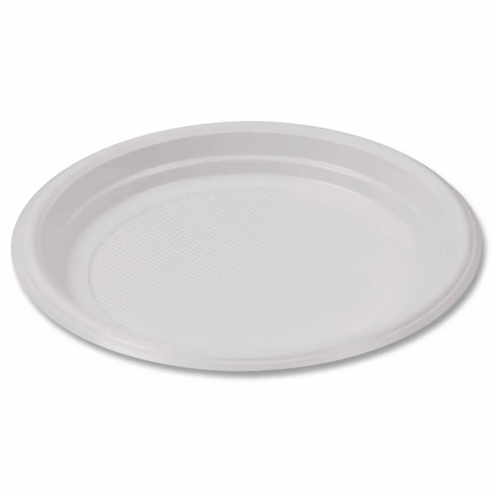 Boardwalk Hi-Impact Plastic Dinnerware, Plate, 9" dia, White, 500/Carton