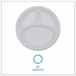 Boardwalk Hi-Impact Plastic Dinnerware, 3-Compartment Plate, 10