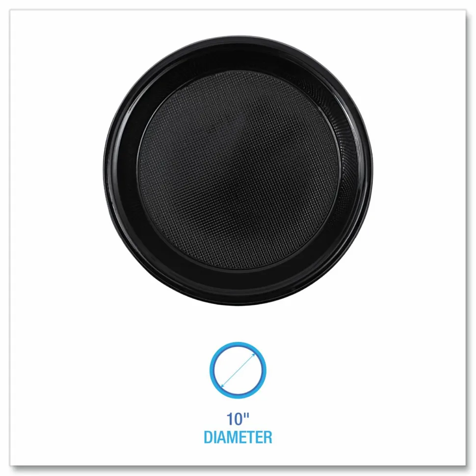 Boardwalk Hi-Impact Plastic Dinnerware, Plate, 6" dia, Black, 1,000/Carton
