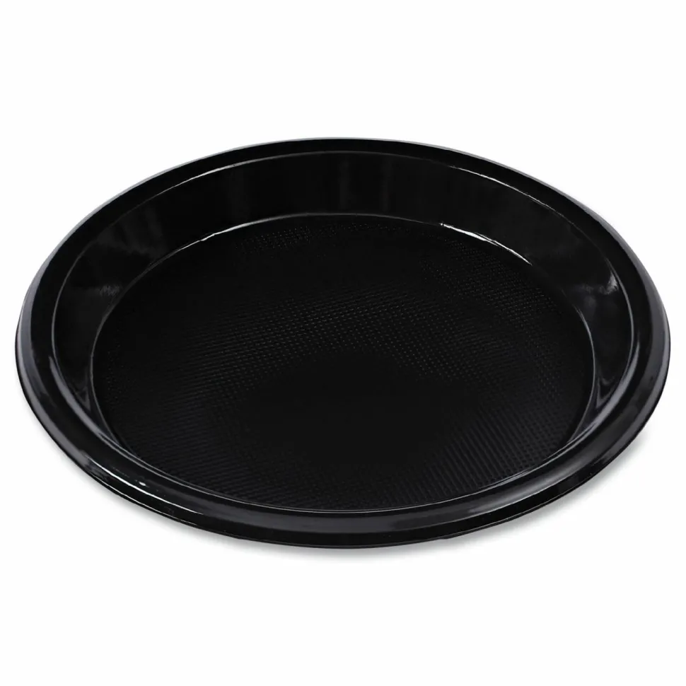 Boardwalk Hi-Impact Plastic Dinnerware, Plate, 6" dia, Black, 1,000/Carton