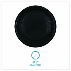 Boardwalk Hi-Impact Plastic Dinnerware, Plate, 9" dia, Black, 500/Carton