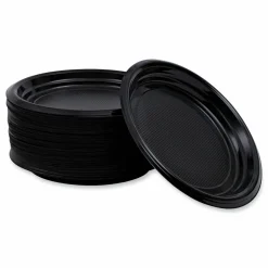 Boardwalk Hi-Impact Plastic Dinnerware, Plate, 9" dia, Black, 500/Carton