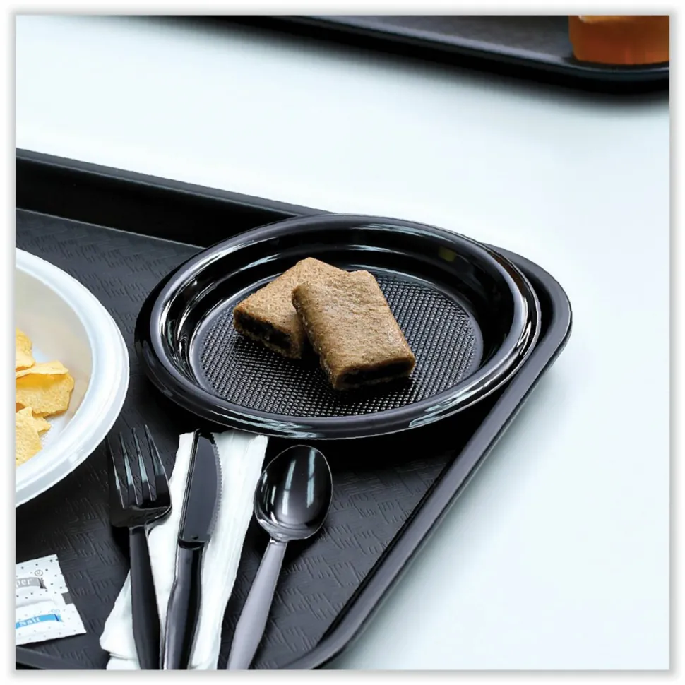 Boardwalk Hi-Impact Plastic Dinnerware, Plate, 9" dia, Black, 500/Carton