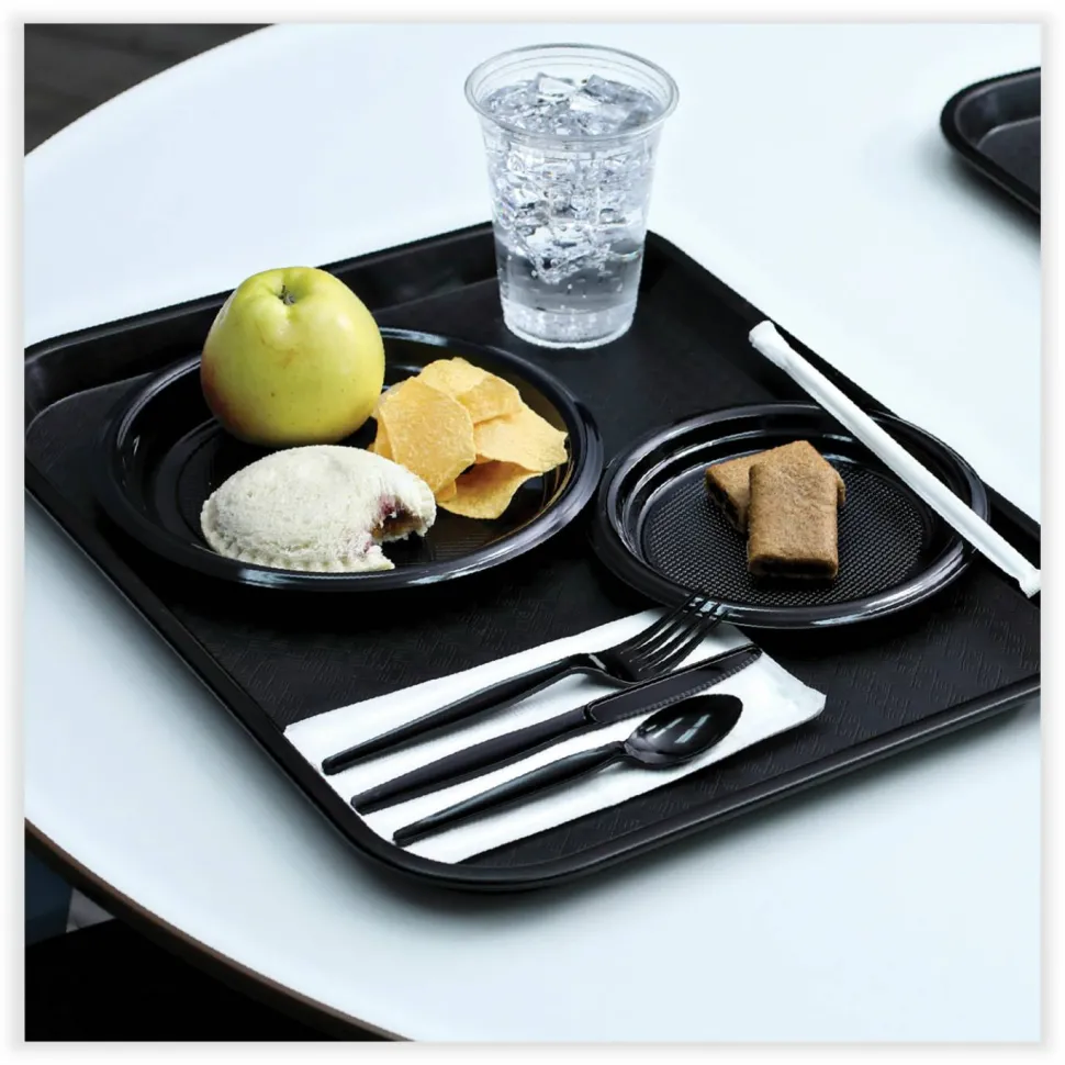 Boardwalk Hi-Impact Plastic Dinnerware, Plate, 9" dia, Black, 500/Carton