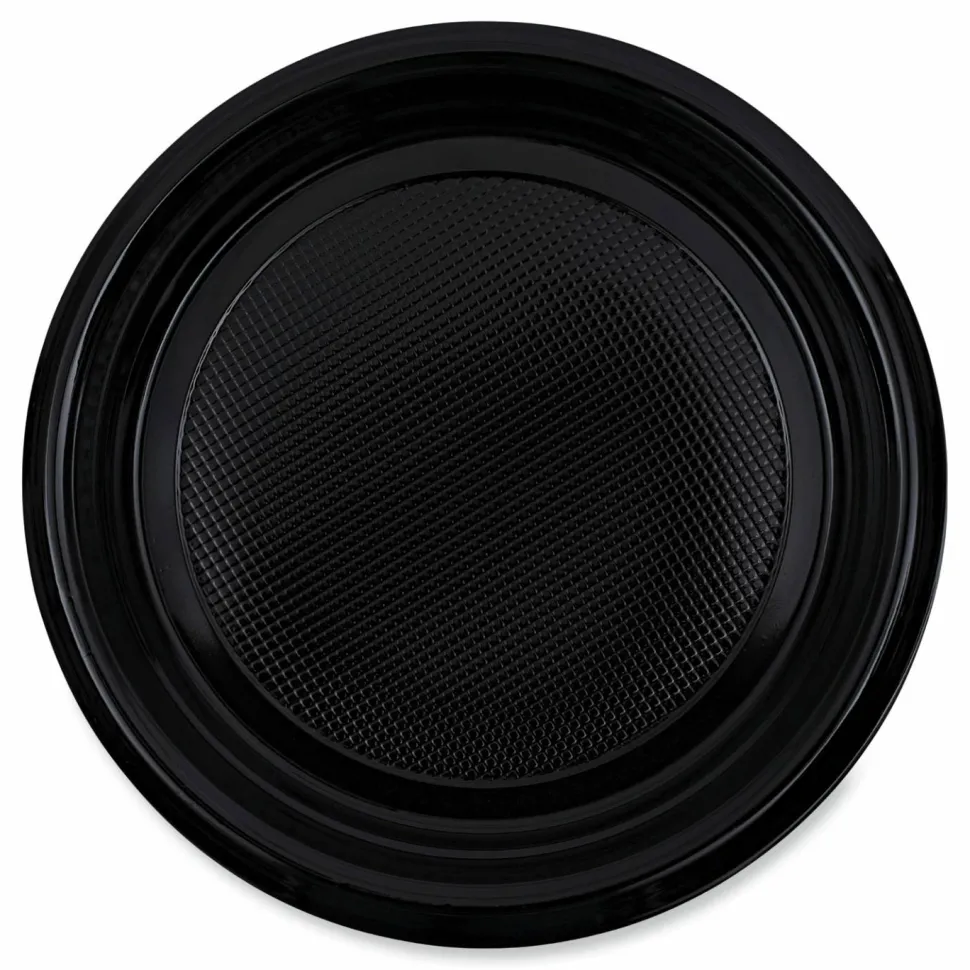 Boardwalk Hi-Impact Plastic Dinnerware, Plate, 9" dia, Black, 500/Carton