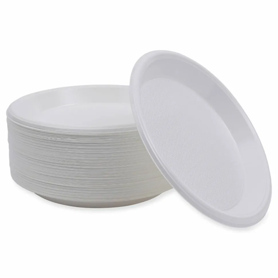Boardwalk Hi-Impact Plastic Dinnerware, Plate, 10" dia, White, 500/Carton
