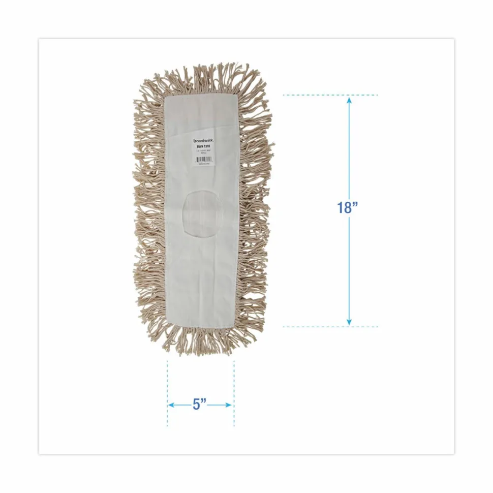 Boardwalk Industrial Dust Mop Head, Hygrade Cotton, 18 x 5, White