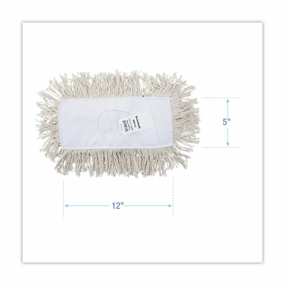 Boardwalk Industrial Dust Mop Head, Cotton, 12 x 5, White