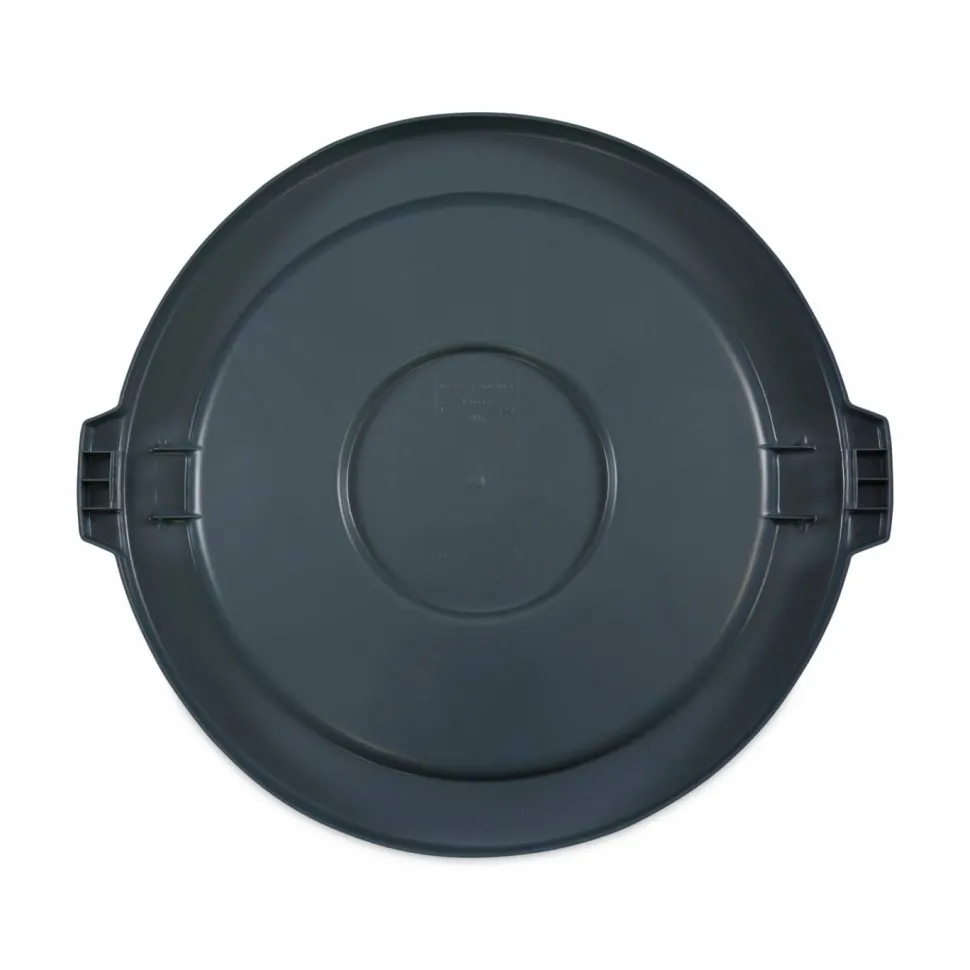 Boardwalk Lids for 44 gal Waste Receptacles, Flat-Top, Round, Plastic Gray
