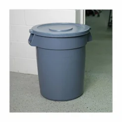 Boardwalk Lids for 32 gal Waste Receptacle, Flat-Top, Round, Plastic, Gray