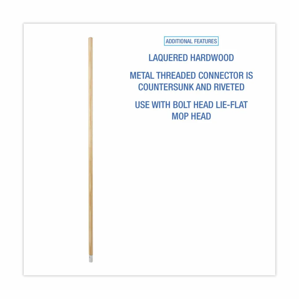 Boardwalk Lie-Flat Screw-In Mop Handle, 1.13" dia x 54", Natural