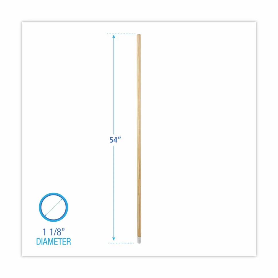 Boardwalk Lie-Flat Screw-In Mop Handle, 1.13" dia x 54", Natural