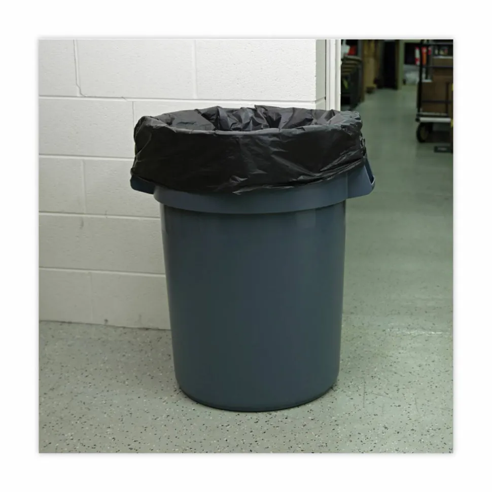 Boardwalk Linear Low Density Industrial Can Liners, 45 gal, 0.7 mil, 40" x 46", Black, Flat Pack, 100/Carton
