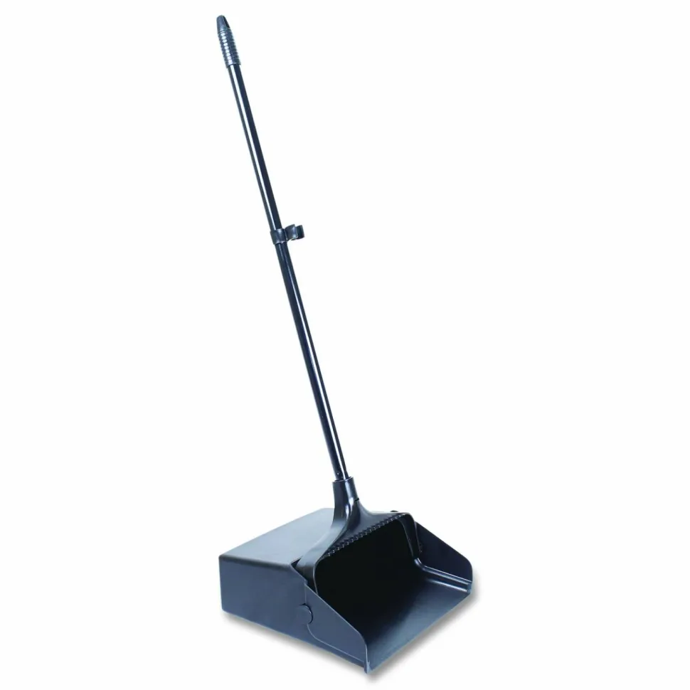 Boardwalk Lobby Dust Pan, 11.75 x 37, 34" Handle, Plastic/Aluminum, Black, 6/Carton