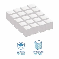 Boardwalk Low-Fold Dispenser Napkins, 1-Ply, 7 x 12, White, 400/Pack, 20 Packs//Carton