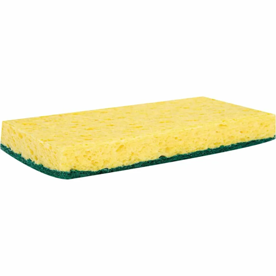 Boardwalk Medium-Duty Scrubbing Sponges, 3 5/8" x 6 1/8", Yellow/Green, Pack Of 20 Sponges