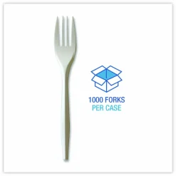 Boardwalk Mediumweight Polypropylene Cutlery, Fork, 5.51", Plastic, White, 1,000/Carton