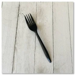 Boardwalk Mediumweight Polypropylene Cutlery, Fork, Plastic, Black, 1,000/Carton