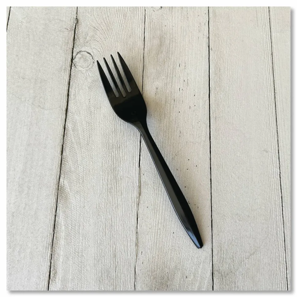 Boardwalk Mediumweight Polypropylene Cutlery, Fork, Plastic, Black, 1,000/Carton